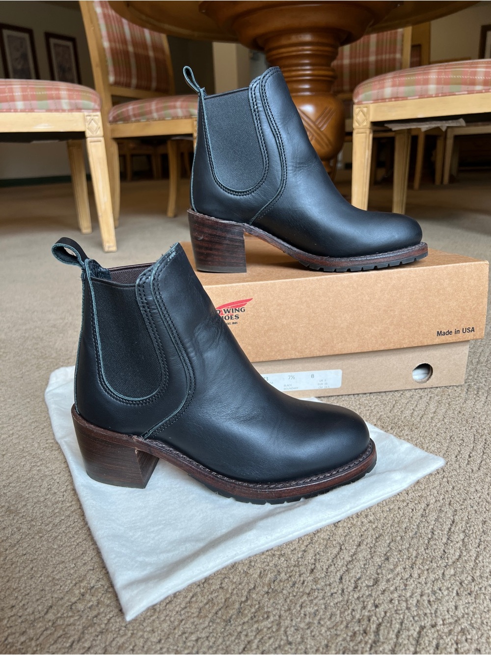 Red Wing Black Leather Chelsea Ankle Boots